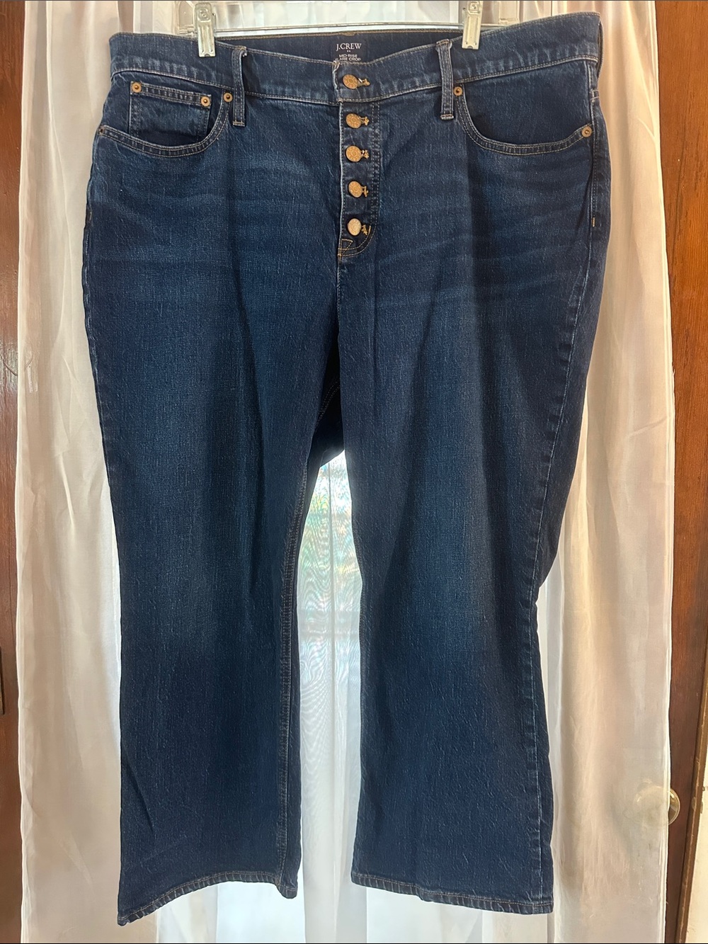 J crew mid rise flare crop button fly size 35